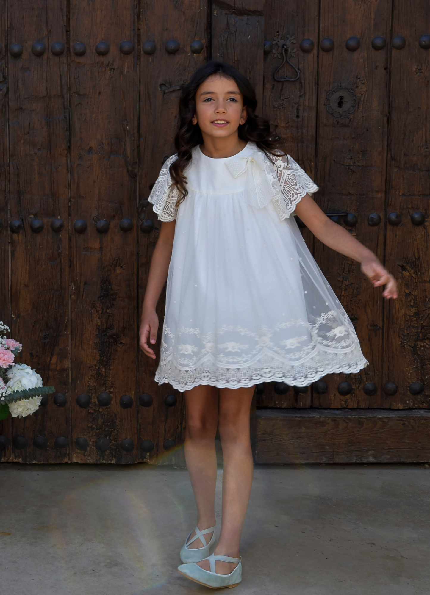 Vestido mariposa de tul bordado